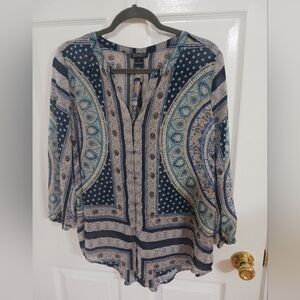 Lucky Brand Grecian sheer blouse